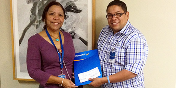 Clariza Carvallo, Fundación Mercantil entrega donativo a Jhonatan Rodríguez, Organización StopVIH