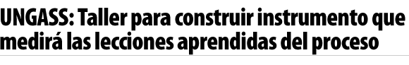 UNGASS: Taller para realizar instrumento que medirá las lecciones aprendidas del proceso