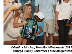 Valentina Sánchez, Teen Model Venezuela 2011 entrega útiles a niña margariteña